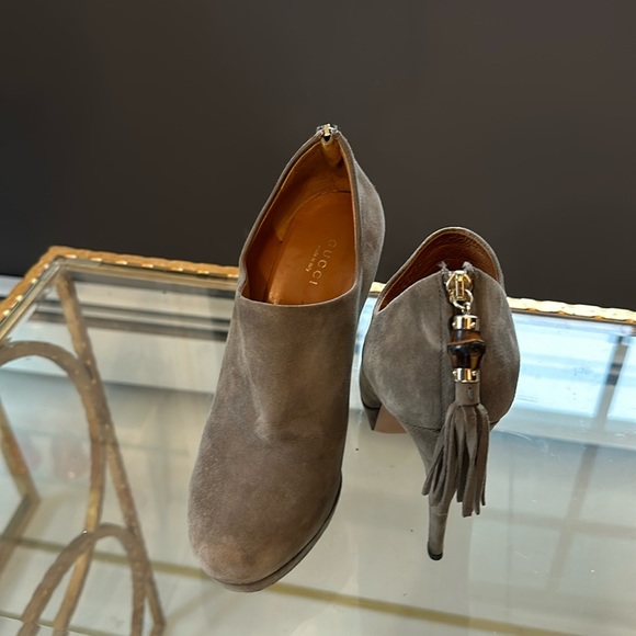 Gucci Grey Suede Bamboo Tassle Platform Size EU 38 - Picture 1 of 6